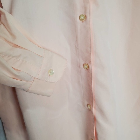 Liz Claiborne Blouse Womens Large Pink Stain Resistant Button Up Silky - Picture 5 of 9